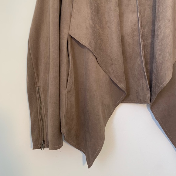 Blu Pepper Open Drape Moto Faux Suede Jacket - Picture 4 of 9